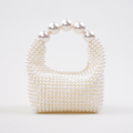 Cream Ivory Pearl-embellished Mini Clutch with Sculptural Handle - Evening clutch - Photo 3