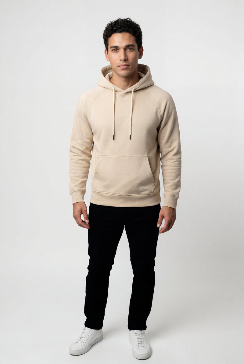 Cream Men's Classic Drawstring Hood Regular Fit Pullover Hoodie - Men's hoodie - Photo 1