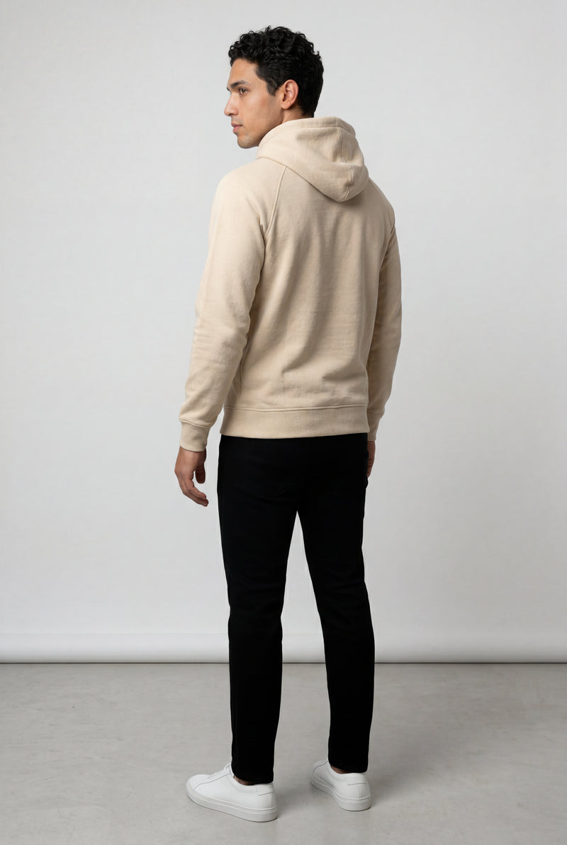 Cream Men's Classic Drawstring Hood Regular Fit Pullover Hoodie - Men's hoodie - Photo 3