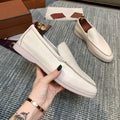 Cream Pebbled Slip-on Loafers with Contrast Sole - Photo 7