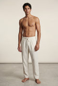 Cream Relaxed Drawstring Beach Pants with Straight-leg Silhouette - Relaxed fit pants - Photo 3