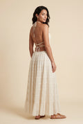 Cream Sheer Tiered Halter Maxi Skirt Set with Ruched Crop Top - Maxi dress - Photo 3