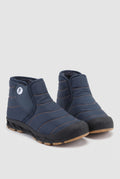 Faux-Fur Lined Winter Boots in Dark Blue — studio front