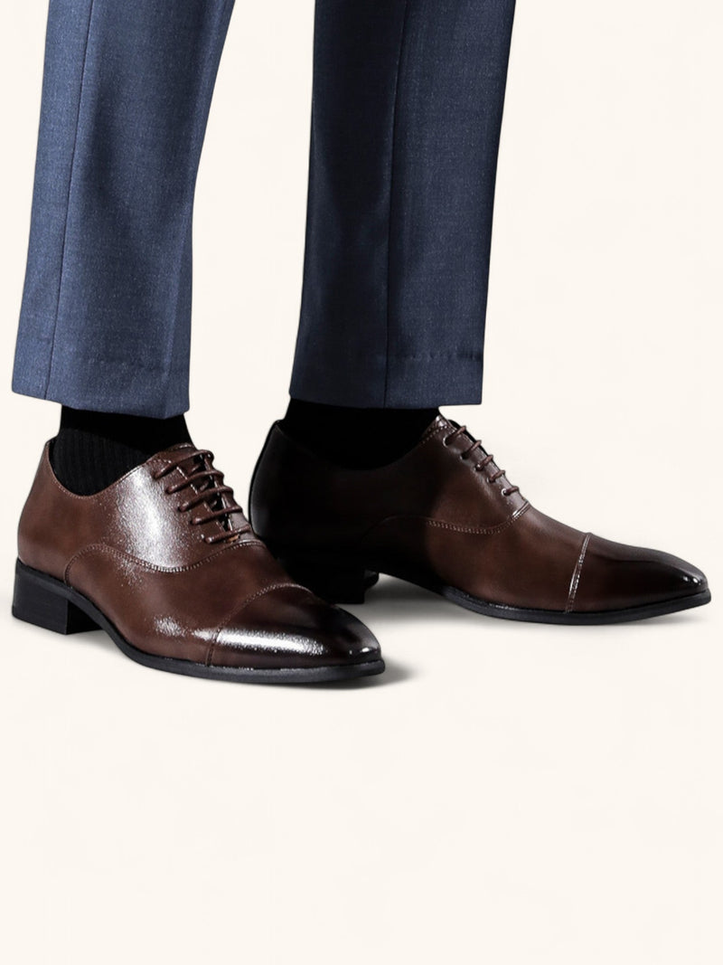 Cap Toe Oxford Lace-up Dress Shoes with Polished Finish - Photo 2