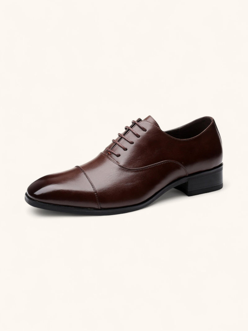 Cap Toe Oxford Lace-up Dress Shoes with Polished Finish - Photo 3