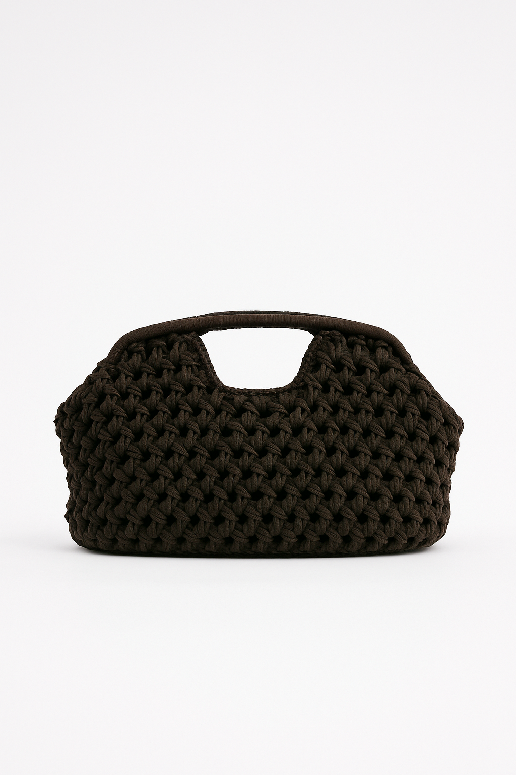 Dark Brown Chunky Hand-crocheted Structured Clutch Bag Dark Brown - Clutch bags - Photo 3