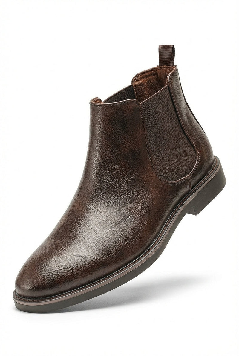 Dark Brown Classic Chelsea Boots with Elastic Panels - Photo 1