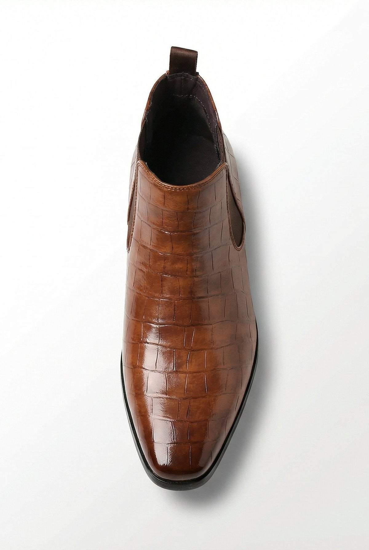 Embossed Leather Chelsea Boots in Dark Brown — other
