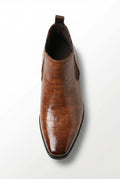 Embossed Leather Chelsea Boots in Dark Brown — other