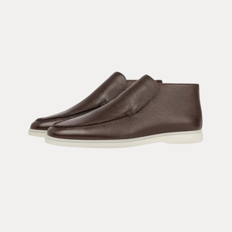 Dark Brown High-top Slip-on Loafers with Contrast White Sole - Photo 3