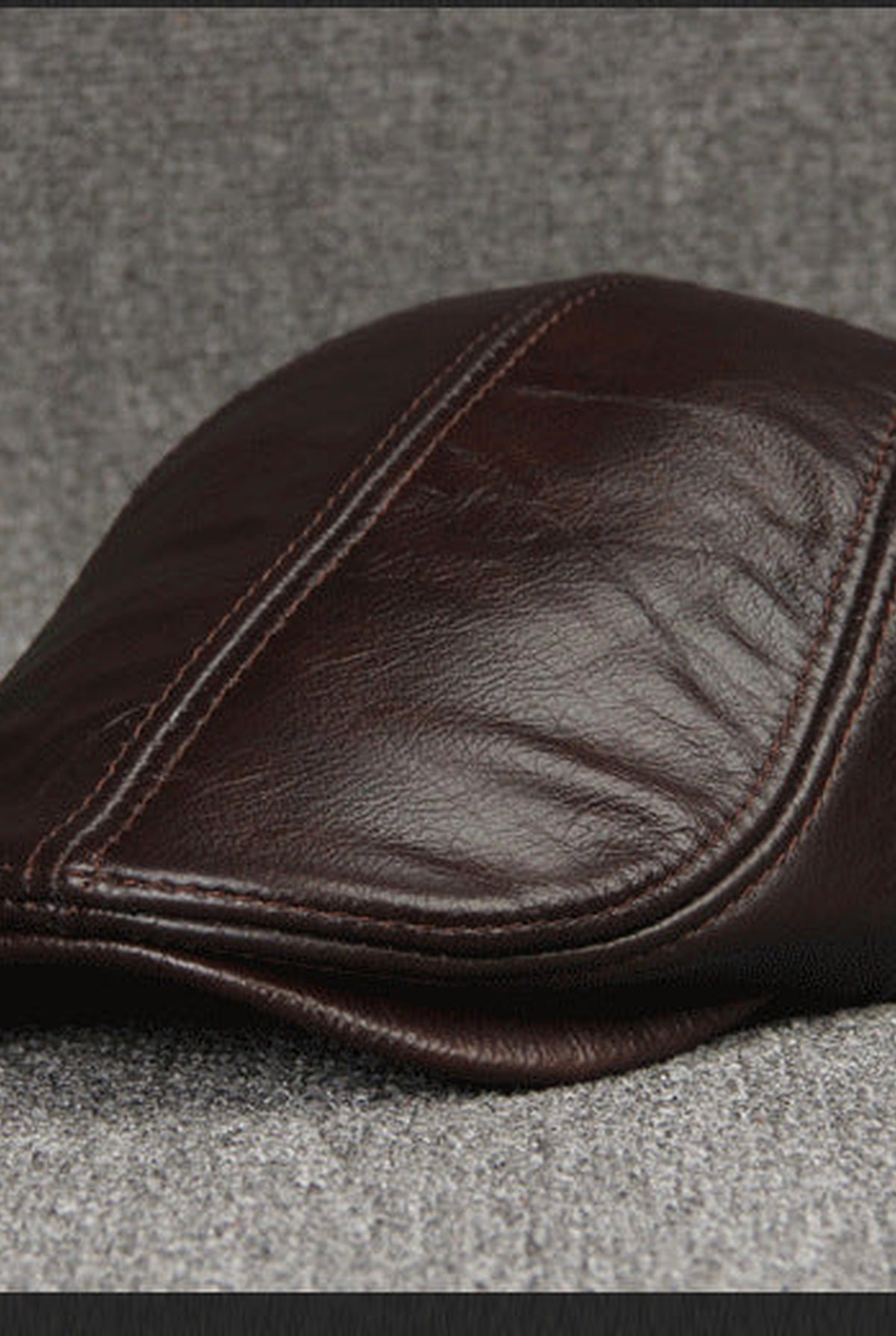 Leather Flat Cap in Dark Brown — side