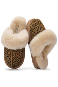 Shearling Open-Back Slippers in Dark Brown Leopard Suede — other