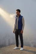 Navy Blue Lightweight High Collar Padded Vest with Slim Silhouette - Padded vests - Photo 15
