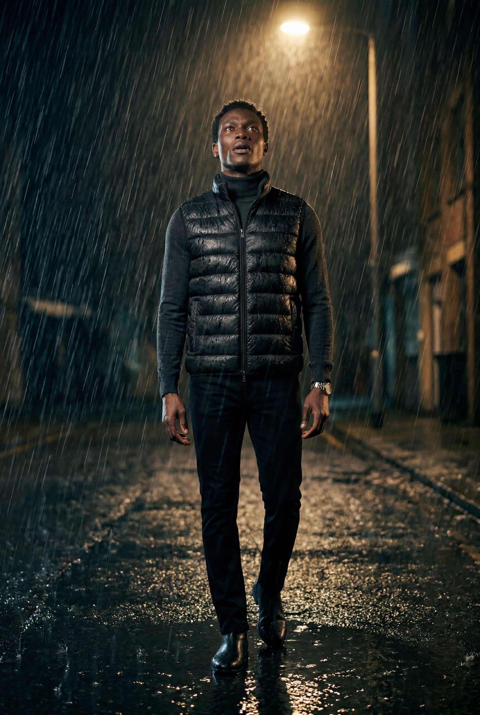 Black Lightweight High Collar Padded Vest with Slim Silhouette - Padded vests - Photo 6