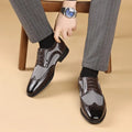 Dark Brown Men's Houndstooth Panel Brogue Oxford Dress Shoes - Brogue Oxford shoes - Photo 6