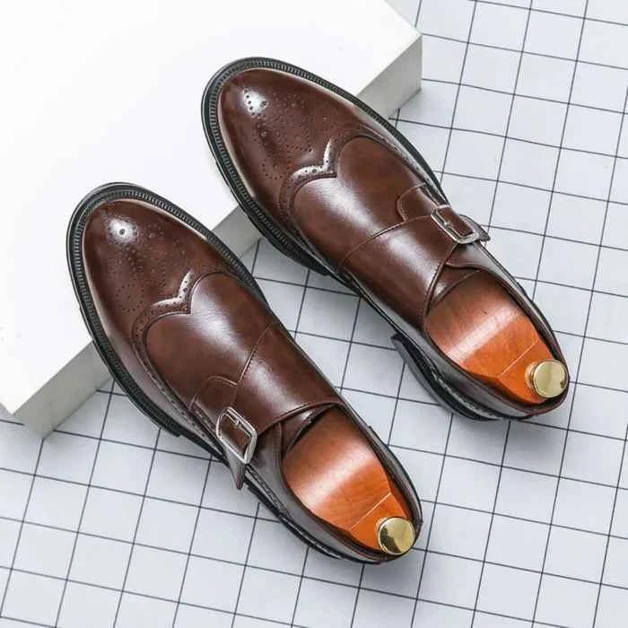 Monk Strap Brogue Oxford Dress Shoes with Wingtip Detail - Monk strap oxford shoes - Photo 2