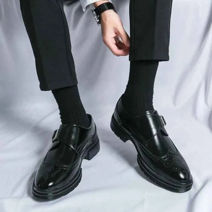 Monk Strap Brogue Oxford Dress Shoes with Wingtip Detail - Monk strap oxford shoes - Photo 4