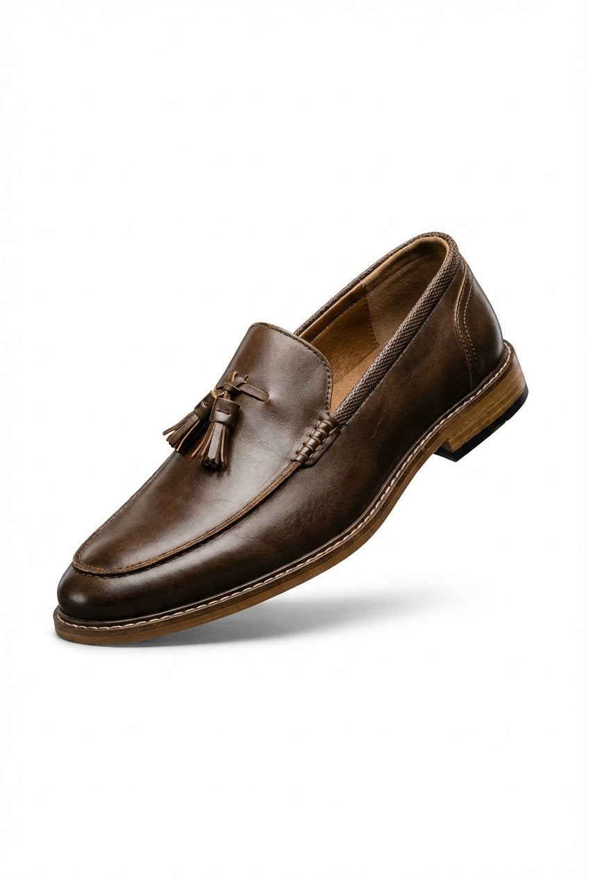 Dark Brown Tassel Almond Toe Slip-on Loafers Dark Brown - Slip on loafers - Photo 9