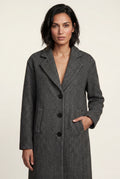 Dark Gray Charcoal Grey Herringbone Single-breasted Trench Coat - Photo 1
