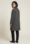 Dark Gray Charcoal Grey Herringbone Single-breasted Trench Coat - Photo 2