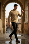 Khaki Chunky Ribbed Slim Fit Crewneck Sweater - Slim fit sweater - Photo 12