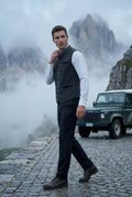 Dark Gray Men's Charcoal Embroidered Stand Collar Buttoned Vest - Mens vests - Photo 4