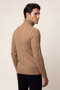 Caramel Men's Chunky Cable Turtleneck Sweater - Photo 14