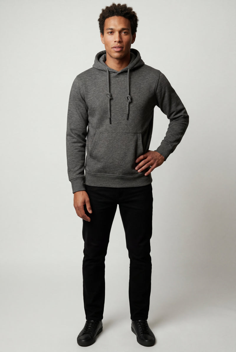 Dark Gray Men's Classic Drawstring Hood Regular Fit Pullover Hoodie - Men's hoodie - Photo 2