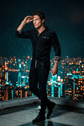 Black Men's Plaid Trim Button-Up Casual Shirt - Photo 12