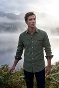 Green Men's Plaid Trim Button-Up Casual Shirt - Photo 19
