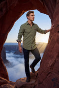 Green Men's Plaid Trim Button-Up Casual Shirt - Photo 22