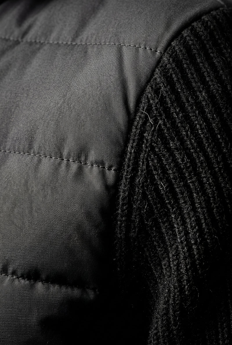 Dark Gray Quilted Hooded Hybrid Jacket with Sleeves - Hooded jackets - Photo 3