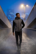 Dark Gray Quilted Hooded Hybrid Jacket with Sleeves - Hooded jackets - Photo 4
