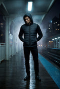 Black Quilted Hooded Hybrid Jacket with Sleeves - Hooded jackets - Photo 7