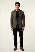 Dark Green Lightweight Unstructured Slim Fit Casual Blazer - Photo 7