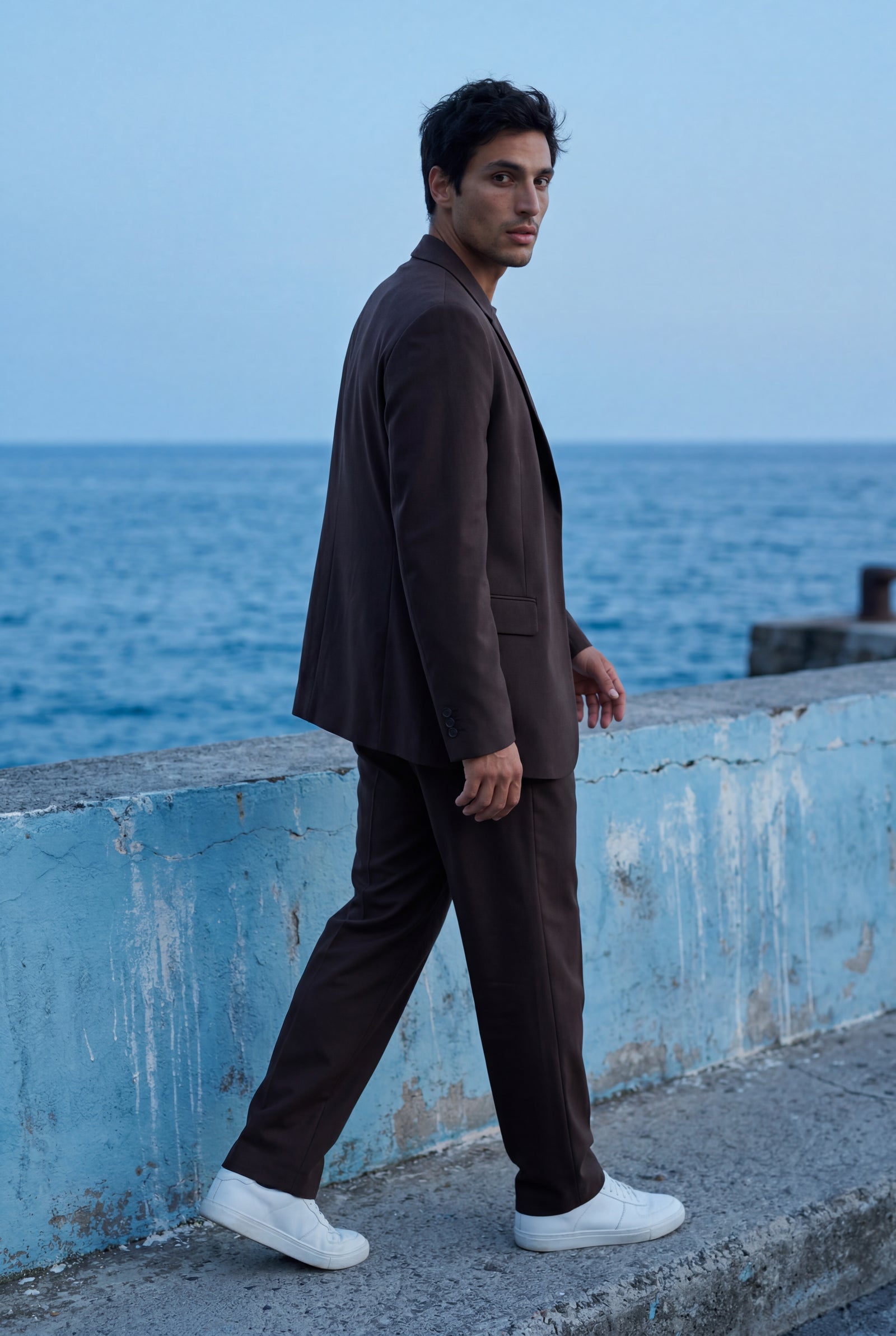 Dark Brown Slim Fit Single-breasted Two Piece Suit Set - Two-piece set - Photo 10