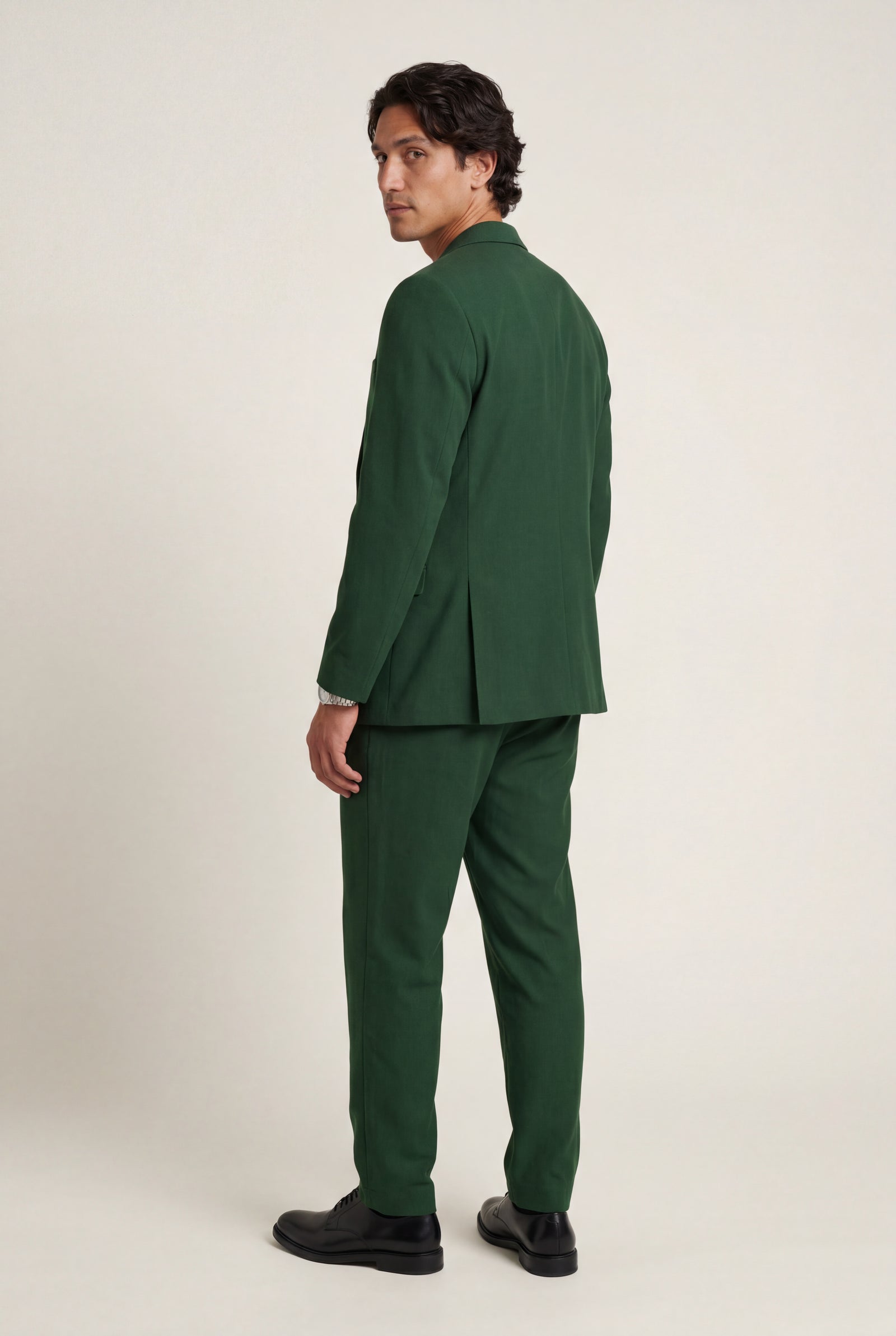 Dark Green Slim Fit Single-breasted Two Piece Suit Set - Two-piece set - Photo 2