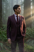 Burgundy Slim Fit Three-piece Tailored Formal Suit Set - Formal suits - Photo 18