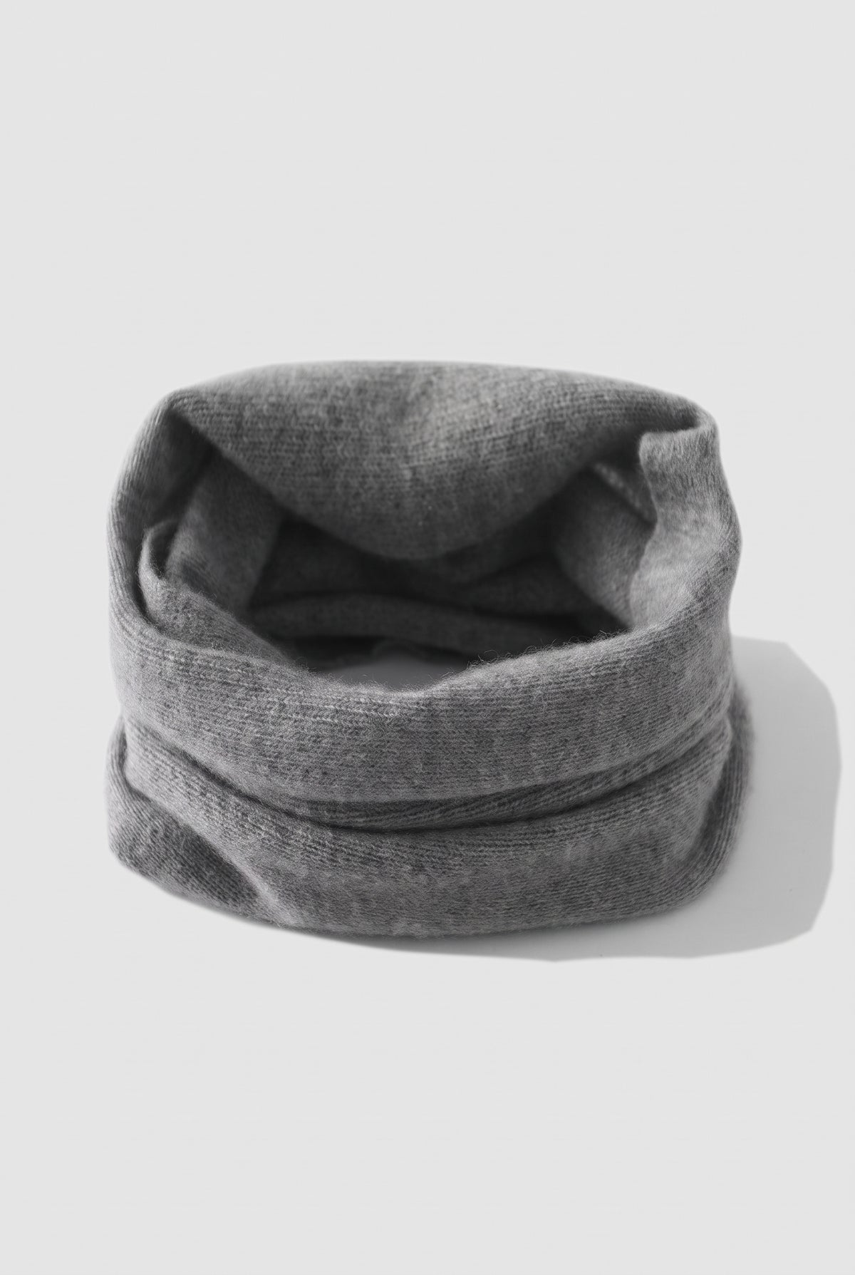 Cashmere Neck Gaiter in Dark Grey — studio front