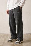 Corduroy Trousers with Drawstring in Dark Grey — studio front