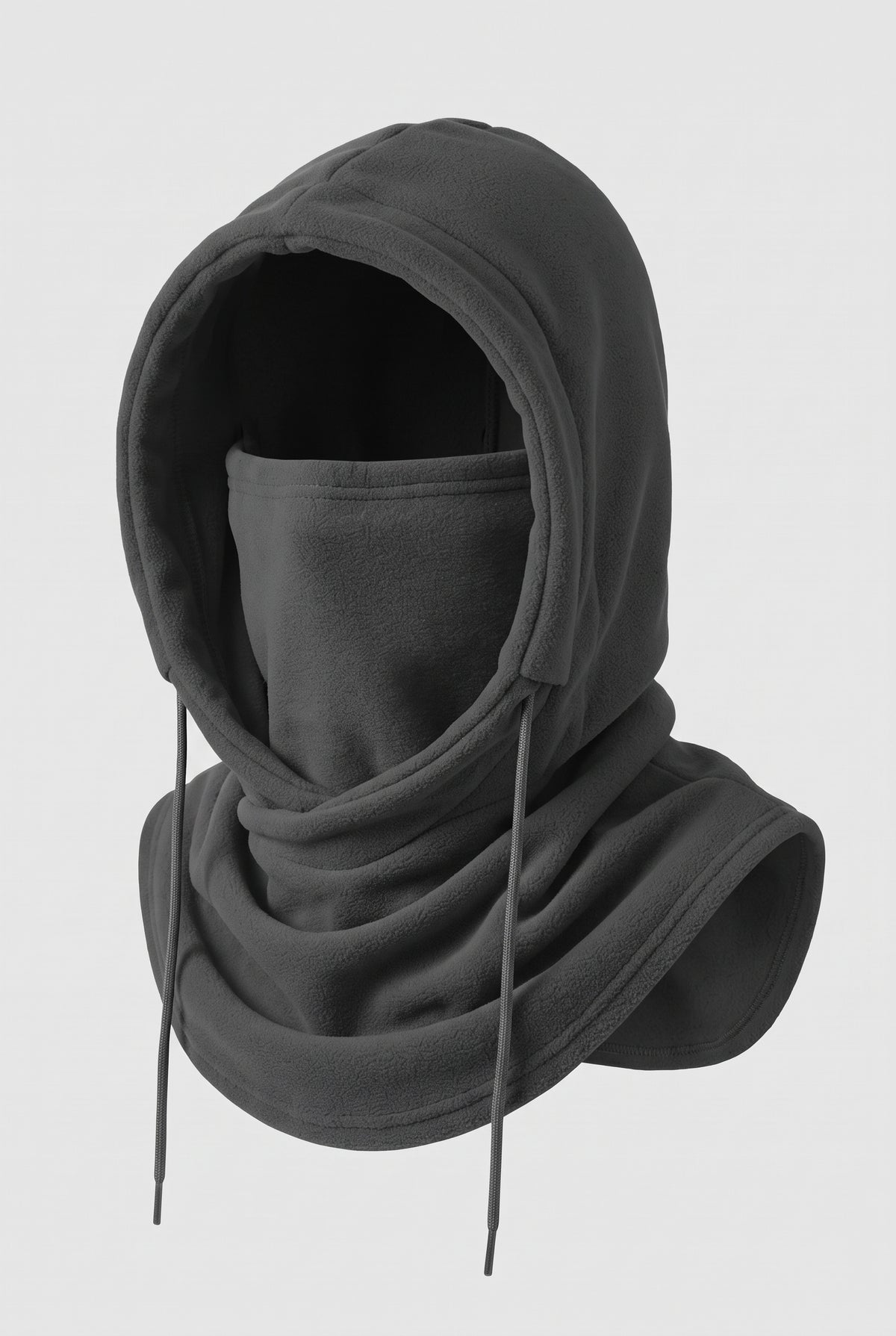 Fleece Hooded Balaclava in Dark Grey — studio front