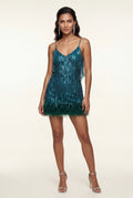 Deep Teal Fringe Feather-trim Mini Cocktail Dress - Mini dress - Photo 21