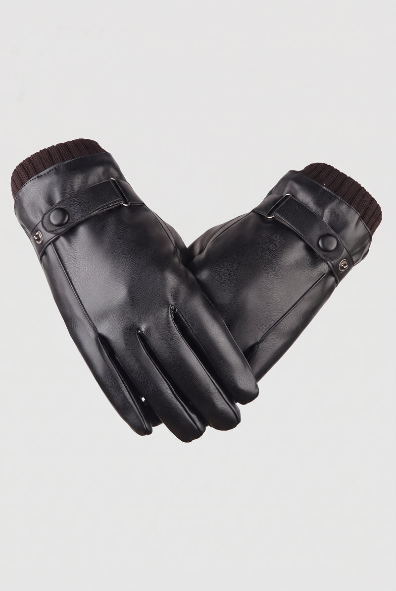 PU Leather Lined Gloves in Default Title — studio front