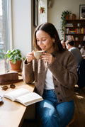 Women's Cardigan Boxy Fit — lifestyle cafe