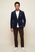 Denim Blue Fine Wale Tailored Single-breasted Blazer - Blazers - Photo 1