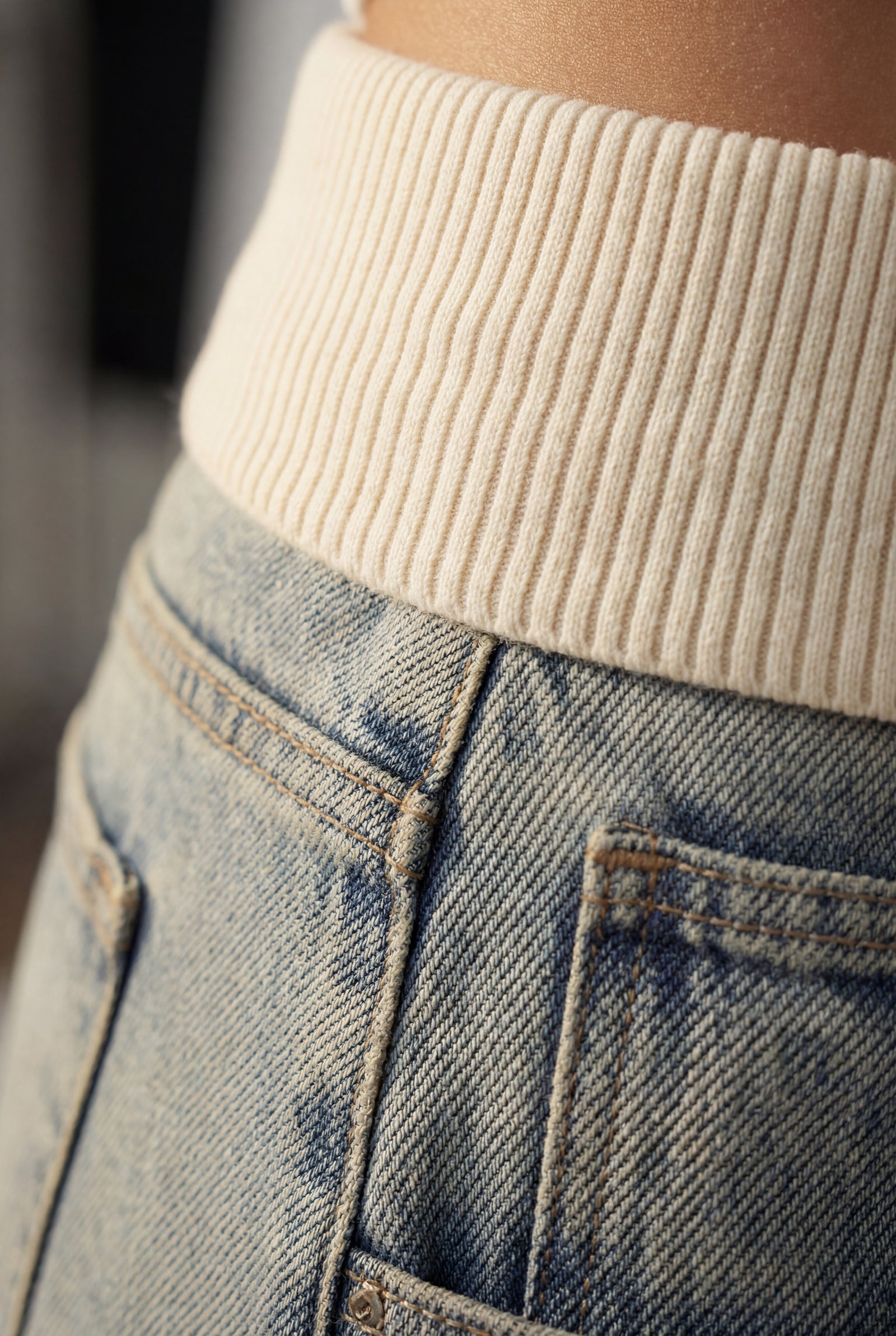 Denim Blue Light Blue Wide-leg Baggy Jeans with Elastic Waistband - Wide leg trousers - Photo 4