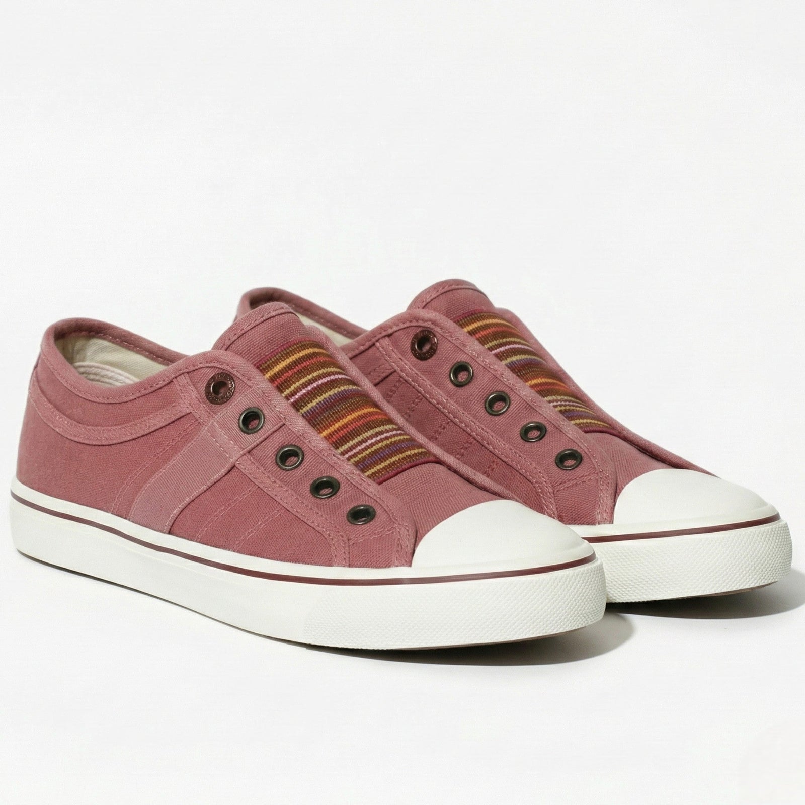 Dusty Rose Multicolor Elastic Band Slip-on Canvas Sneaker - Sneakers - Photo 9