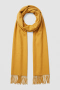 Cashmere Fringed Scarf in Gold — studio front