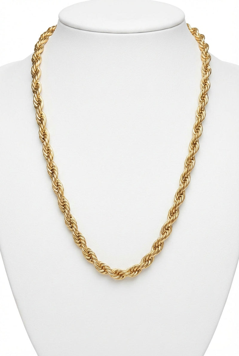 Gold Chunky Gold-tone Rope Chain Necklace with Twisted Detail - Photo 1