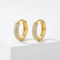 Gold Chunky Pavé Huggie Hoop Earrings in Gold Tone - Huggie earrings - Photo 1
